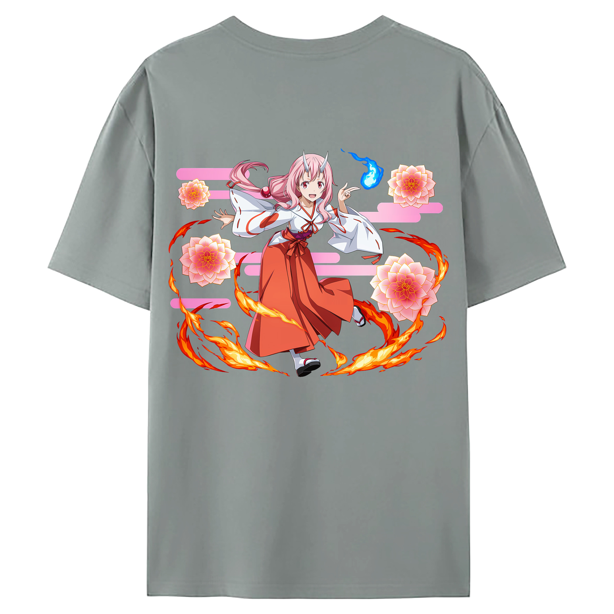 （画像用） 転スラ Regarding Reincarnated to Slime 綿100％ メンズ半袖Tシャツ（バックプリント） 通気性